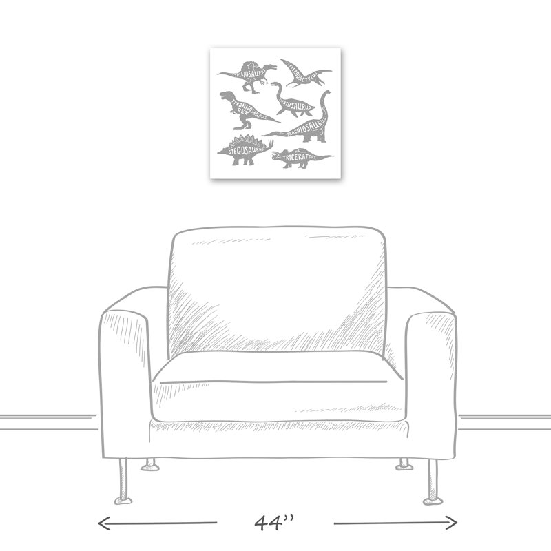 Art sur toile dino names Amapola, H 16 po x l 16 po x P 1,25 po, Blanc / Gris