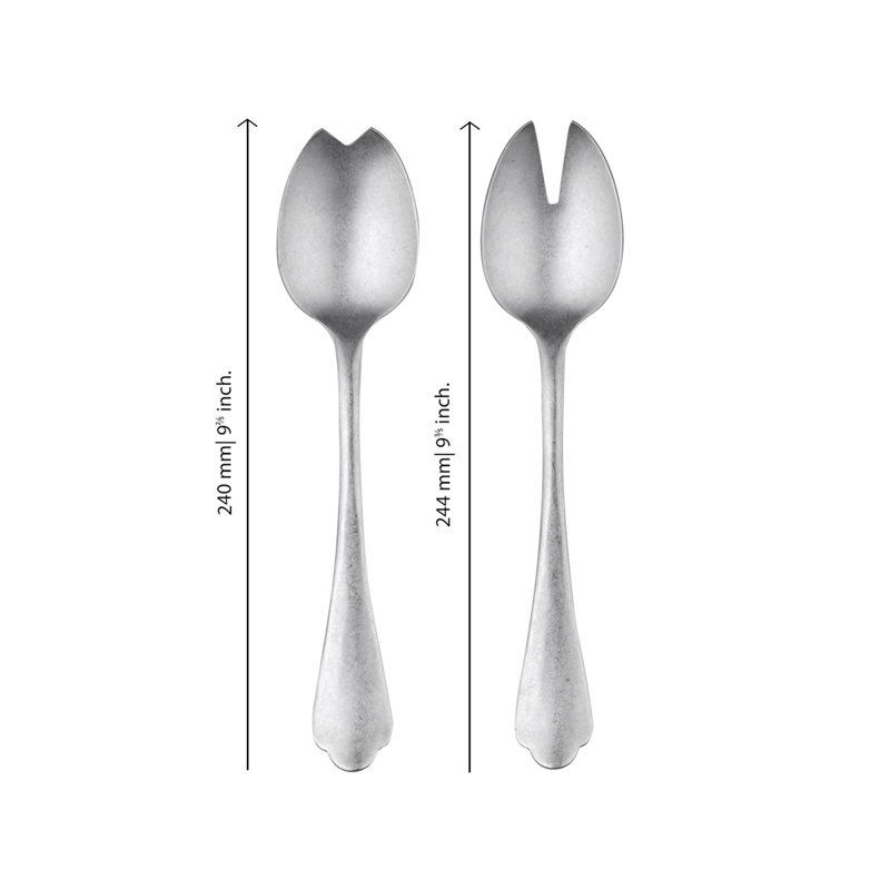 Couverts à salade (fourchette et cuillère) en acier inoxydable Dolce Vita, Argent étain