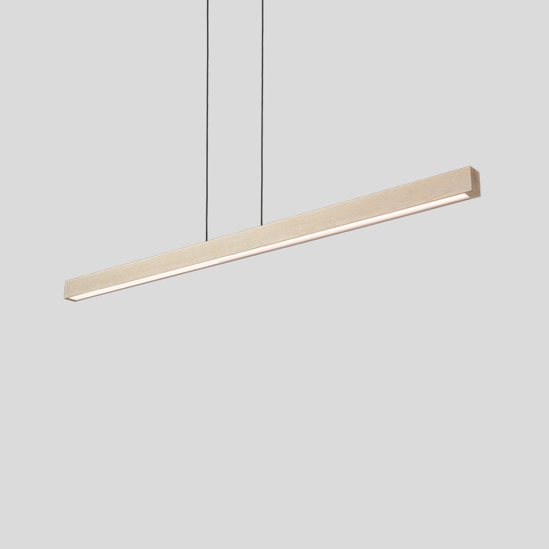 Luminaire suspendu pour îlot de cuisine à 3 lumières DEL Una, 4 000 K, Chêne blanc délavé, H 2,75 po x l 66 po x P 2 po