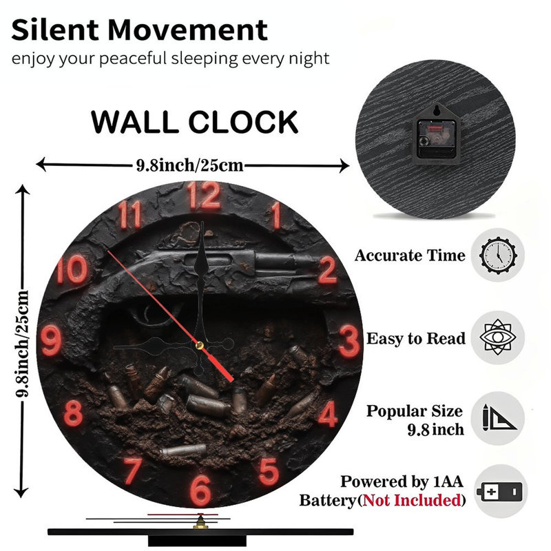 Horloge avec fusil et boîtiers