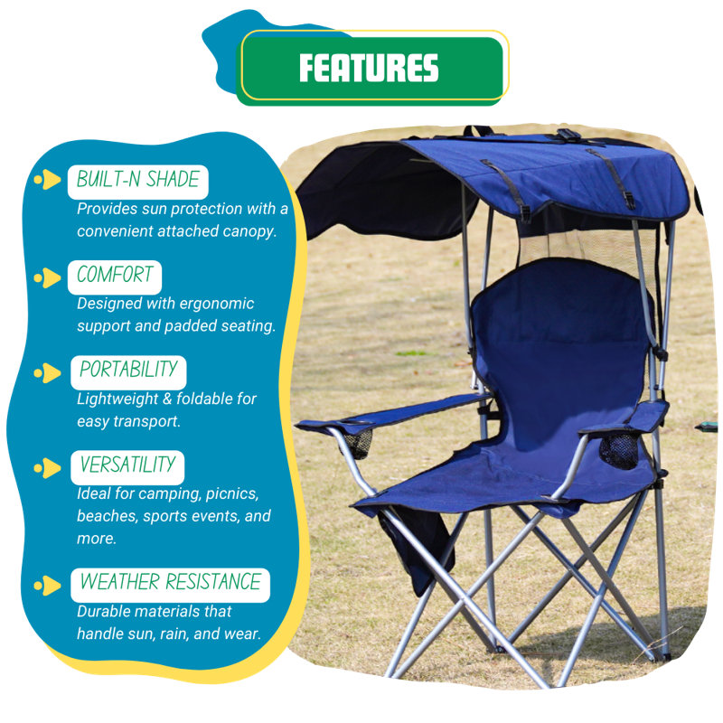 Portable Folding Chair With Shade Canopy For Adults Beach Chairs Canopy Shade Seating Camping And Folding Chairs For Outside
