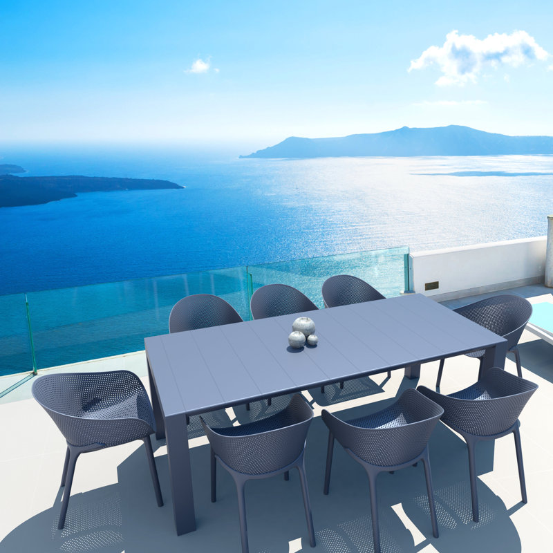 Spector Extendable Dining Table, Dark Gray, 39" W x 102" L x 29.5" H