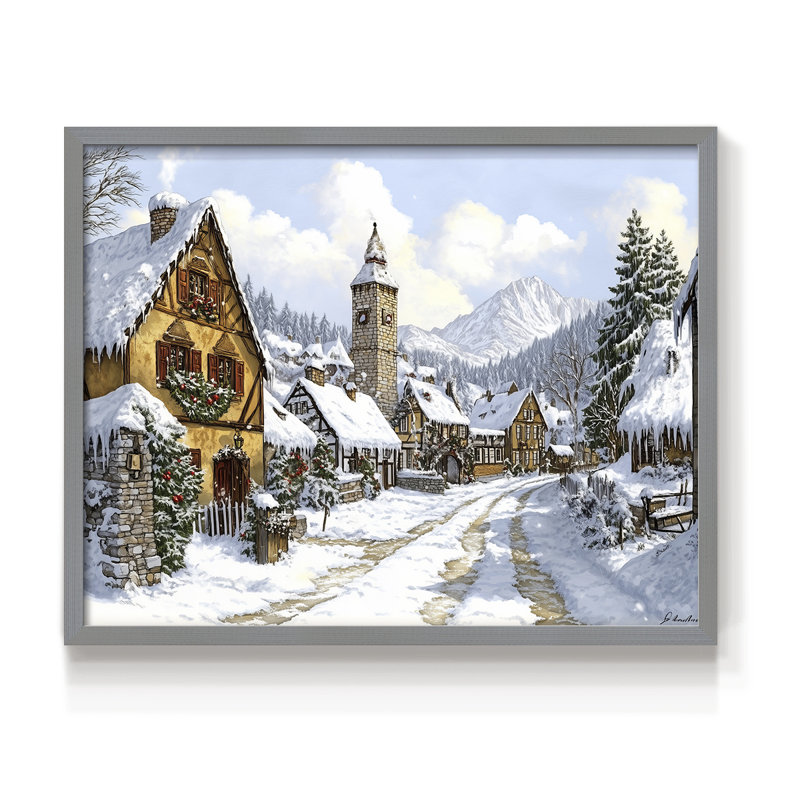 Art de Noël - CCXCVI - Reproduction encadrée - Restickable, Gris, H 16 po x l 20 po