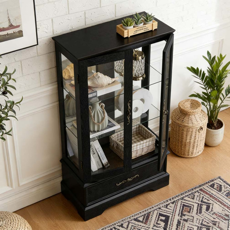 Vitrine lumineuse en verre avec tablettes réglables