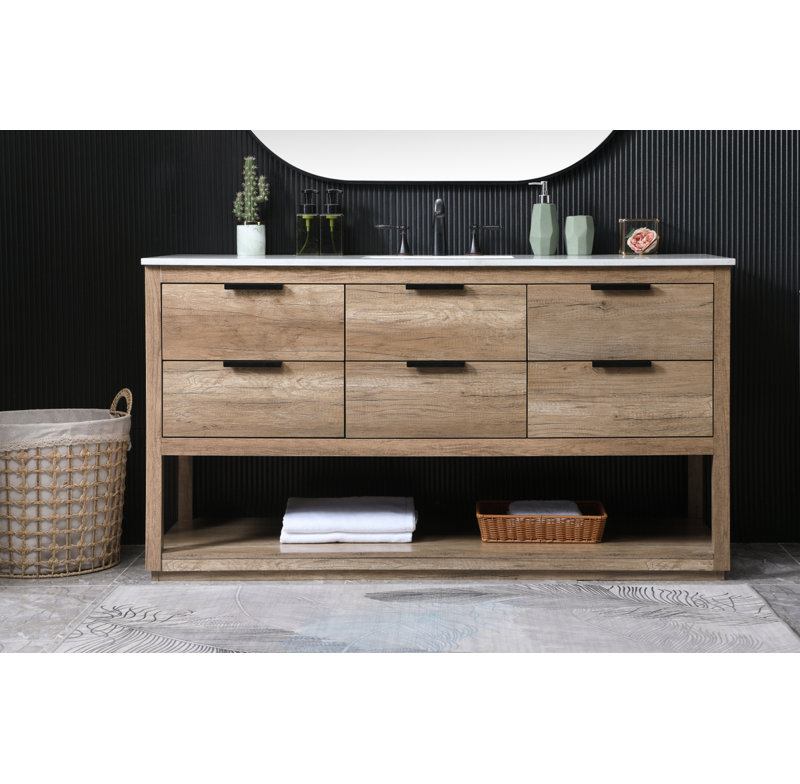 Ensemble de meuble-lavabo simple 60 po Felicity, Chêne naturel