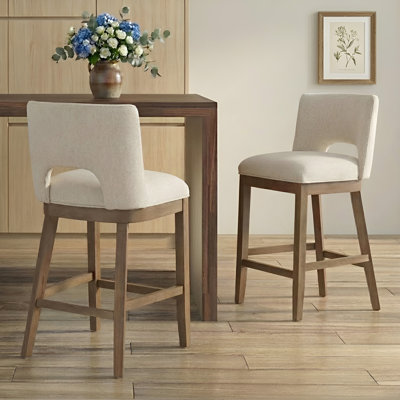 Tabourets de bar rembourrés de style campagnard, tabourets de bar de comptoir de 26 po avec pieds en bois pour îlot de cuisine / bar pour le petit déjeuner / ensemble de pub pour la maison