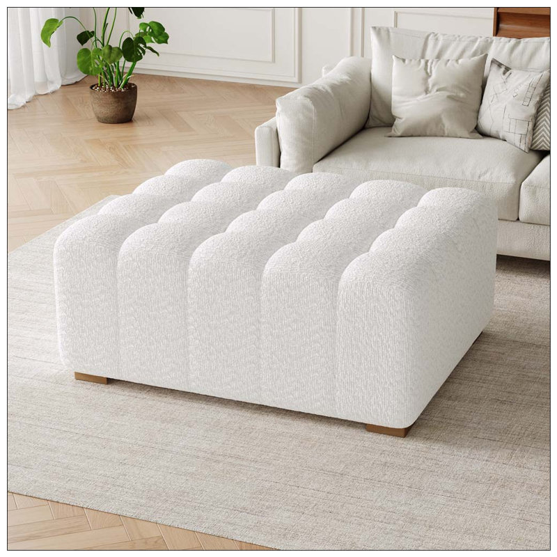 White Boucle Multipurpose Ottoman