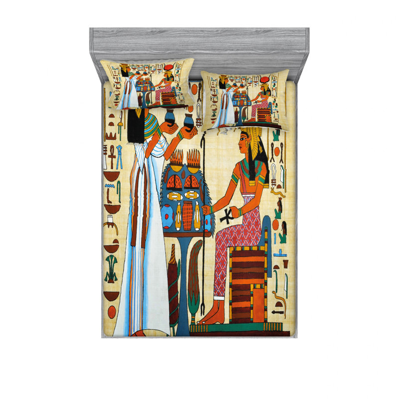 Ensemble de draps en papyrus, Ensemble de drap pour grand lit avec drap-housse