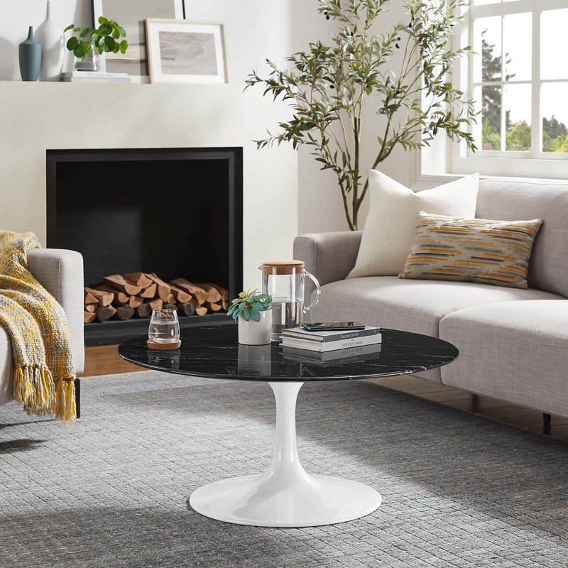 Table basse ronde Lippa, Noir, Cerisier