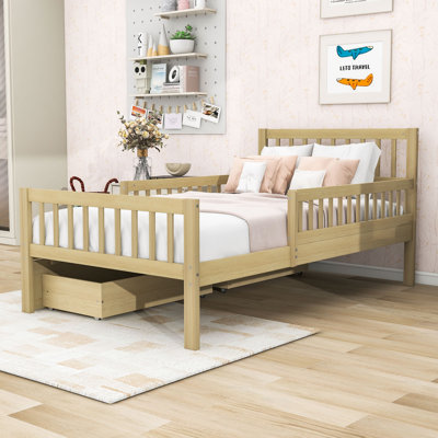 Lit plateforme en bois avec 2 tiroirs