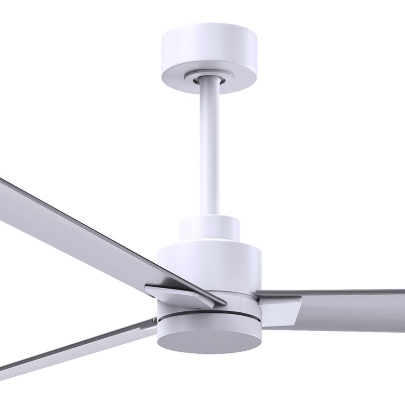 Alessandra Outdoor Downrod Ceiling Fan, Matte White, Brushed Nickel