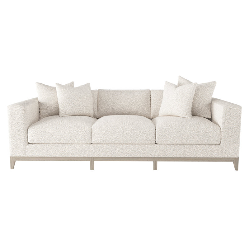 Noel Upholstered Sofa, Cream Boucle, 27.50" H x 100" W x 40" D, Brown