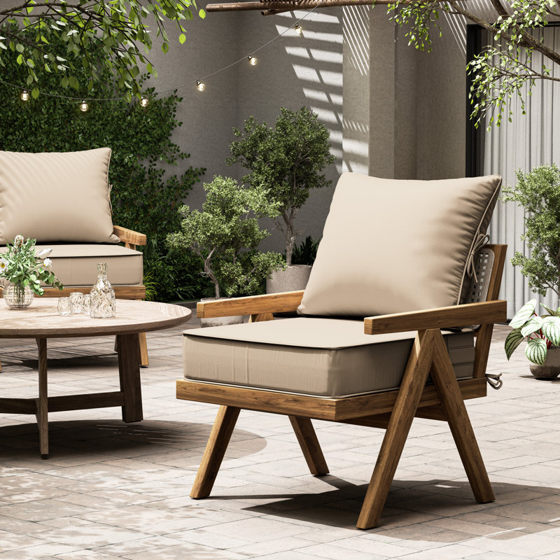 Outdoor Deep Seating Cushion Set Indoor And Outdoor Seat / Back Cushion, Sand, 19" W x 19" D