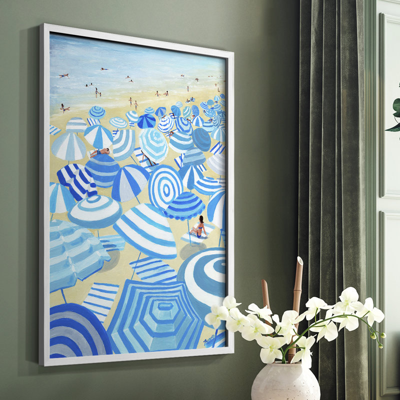 Ciel bleu plage, reproduction encadrée - bois massif, Blanc, H 10 po x l 8 po