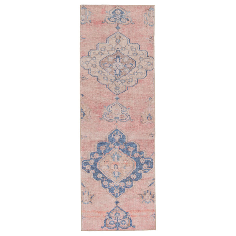 Asuncin Oriental Pink/Blue Area Rug (2'6"X7'6"), Runner 2'6" x 7'6"