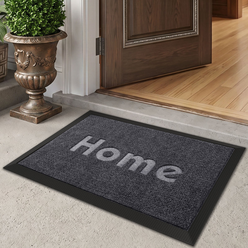 Tapis d'entrée, absorbant et résistant à la boue, pour intérieur et extérieur, résistant à la décoloration, envers en caoutchouc antidérapant, profil bas, facile à nettoyer, 45,7 x 76,2 cm, gris pâle