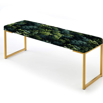 Enchanted Camo Illusion - Abstract Upholstered Gold Bench