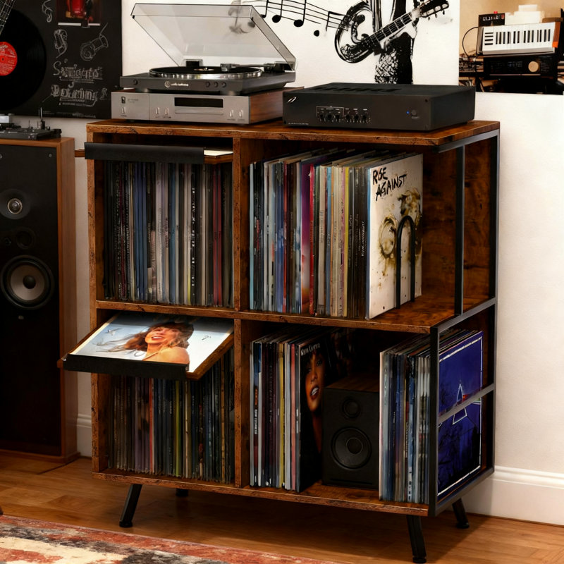 Armoire tourne-disque avec rangement pour disques vinyles