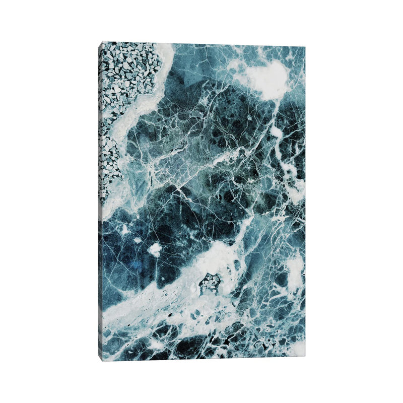 Blue Sea Marble by Emanuela Carratoni - Wrapped Canvas Print, 20.32 cm H x 30.48 cm W