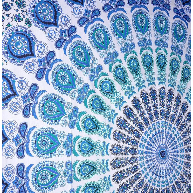 Tapisserie bohémienne en coton, Bleu, H 82 po x l 54 po