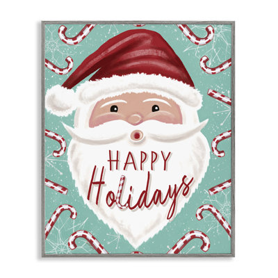 Jolly Santa & Candy Canes, giclée encadrée, conception par Elizabeth Tyndall