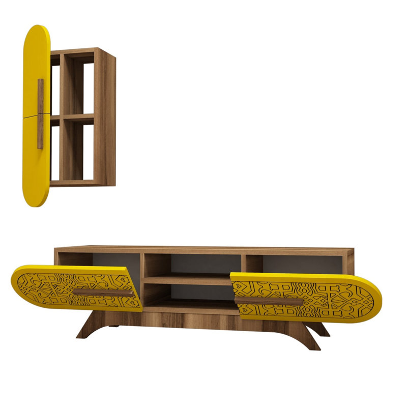 Shelese Unfinished Entertainment Centre for TVs up to 49", Walnut/Yellow