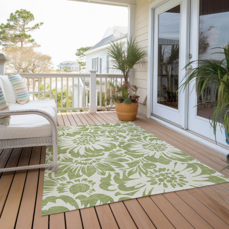 Alfonzo Washable Floral Indoor / Outdoor Rug, Rectangle 3' x 5'