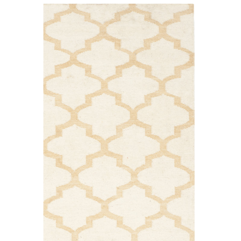 Milltown Hand Woven Flat Weave Wool Geometric Rug, Rectangle 5' x 8'