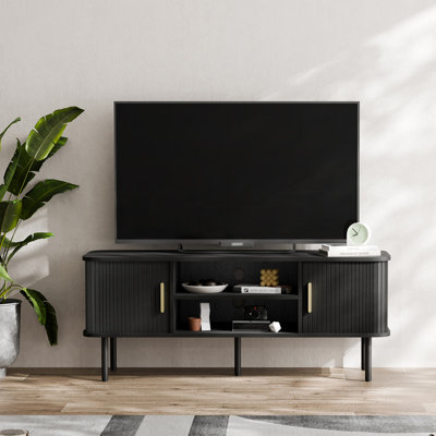 Meuble télé avec armoire de rangement et tablette pour téléviseurs de 60 po Mid-Century