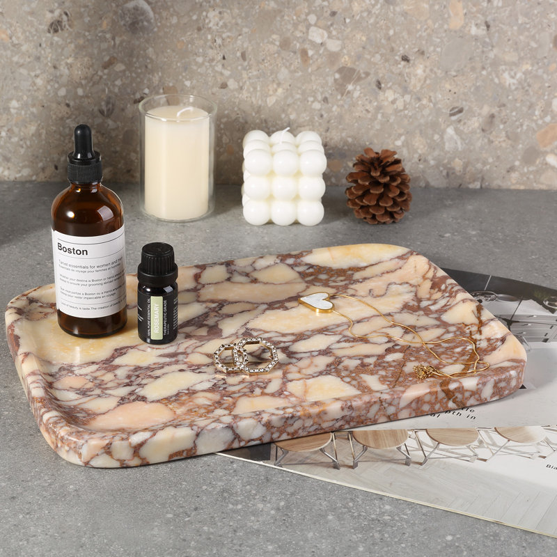 Plateau rectangulaire en marbre naturel Guein, Calacatta Viola