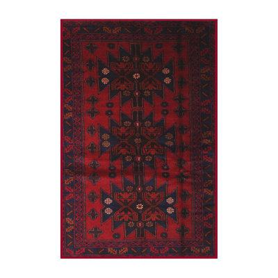 Tapis de zone rouge/bleu contemporaine