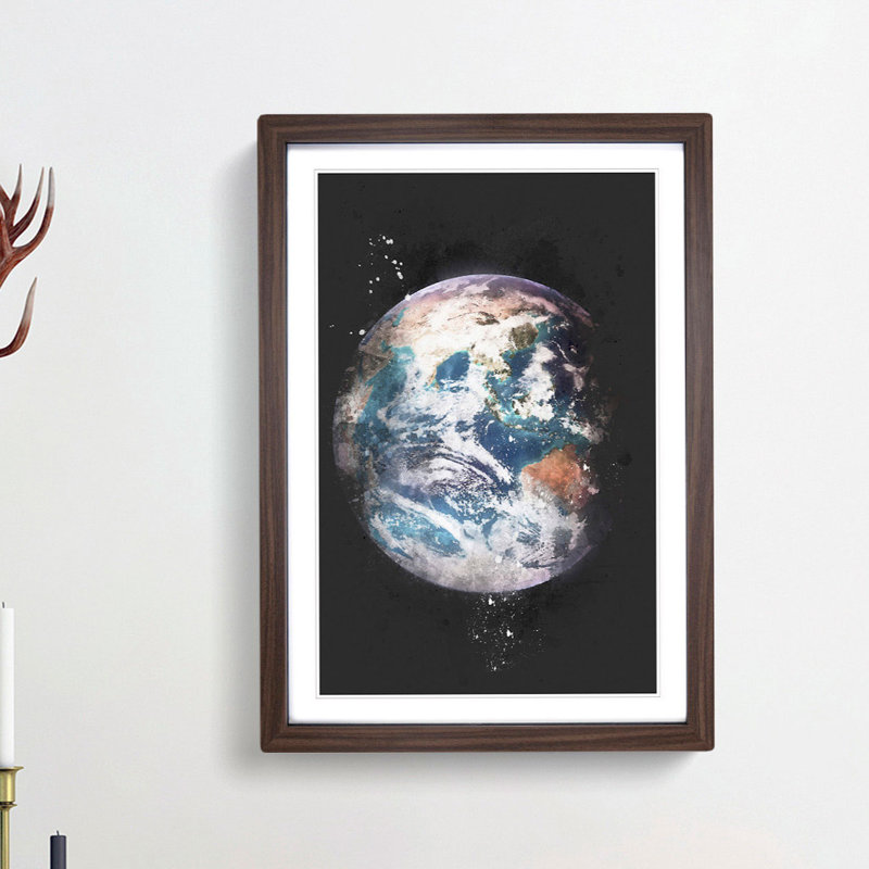 Planet Earth - Picture Frame Graphic Art Print, 87cm H x 62cm W x 2cm D, Walnut Framed