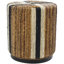 Sanjaya Banana Leaf Handmade Linear Wrapped Side End Brown Accent Table with Cream and Black Stripes-978137545