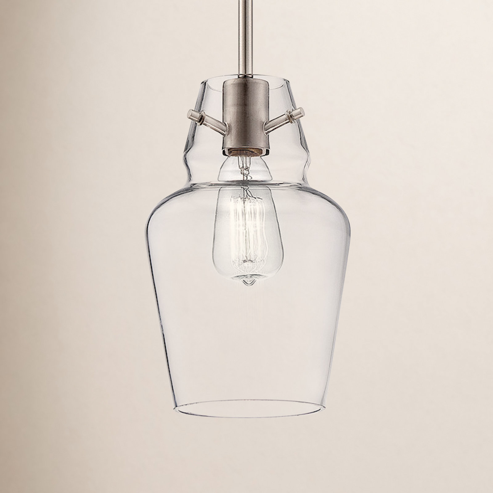 Magaret Dimmable Bell Single Light Pendant, Satin Nickel