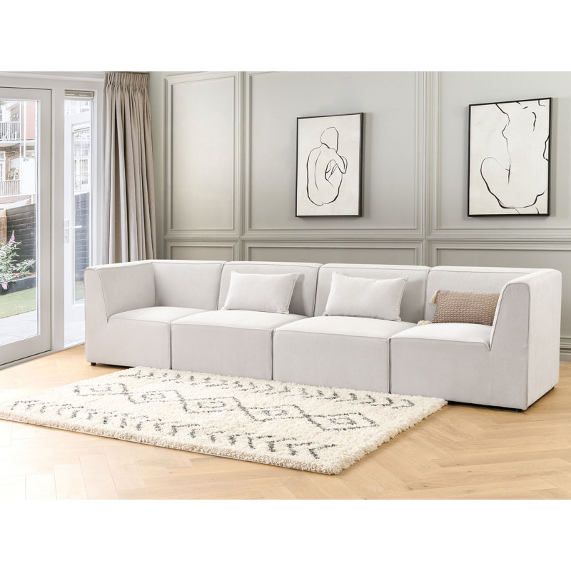 Ritsa 4 Seater Corduroy Sofa, White