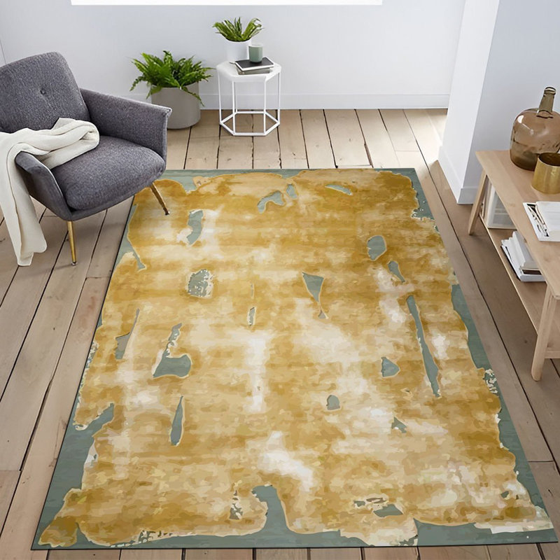 Multi-Colored Abstract Decorative Rug, Runner 3'3.37" x 6'6.74"