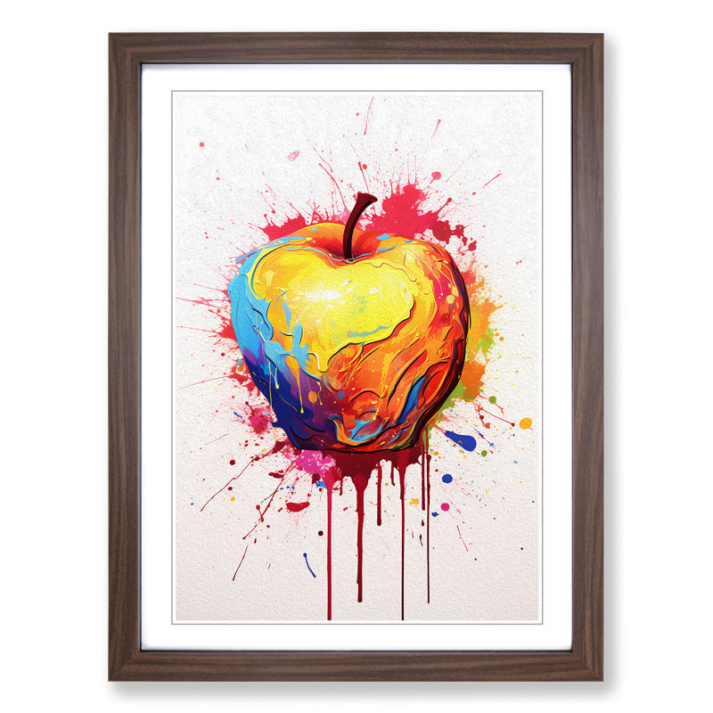 Apple Gestural Art - Framed Print, Walnut Framed, 64cm H x 46cm W