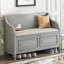 Banc de rangement rustique multifonctionnel (gris délavé)-698614363