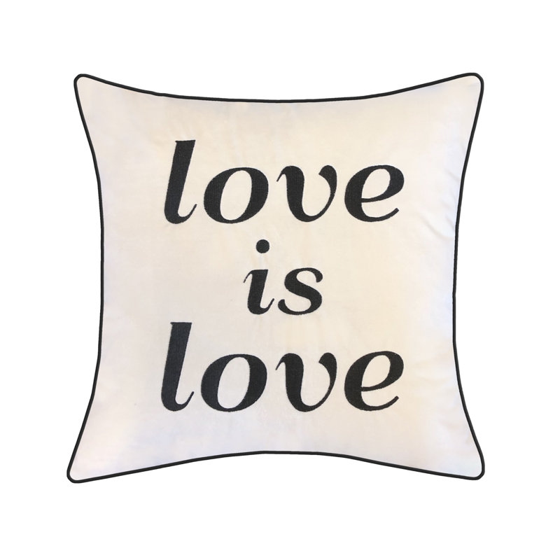 Coussin décoratif brodé "Love Is Love" Edie @ Home, Naturel