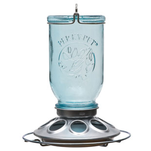 Mason Glass Hanging Decorative Bird Feeder (Set of 2)