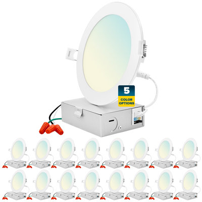 6'' Selectable Color Temperature Dimmable Air-Tight IC Rated LED Canless Recessed Lighting Kit