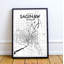Saginaw City Map - Unframed Graphic Art Print on Paper-146672869-262887279