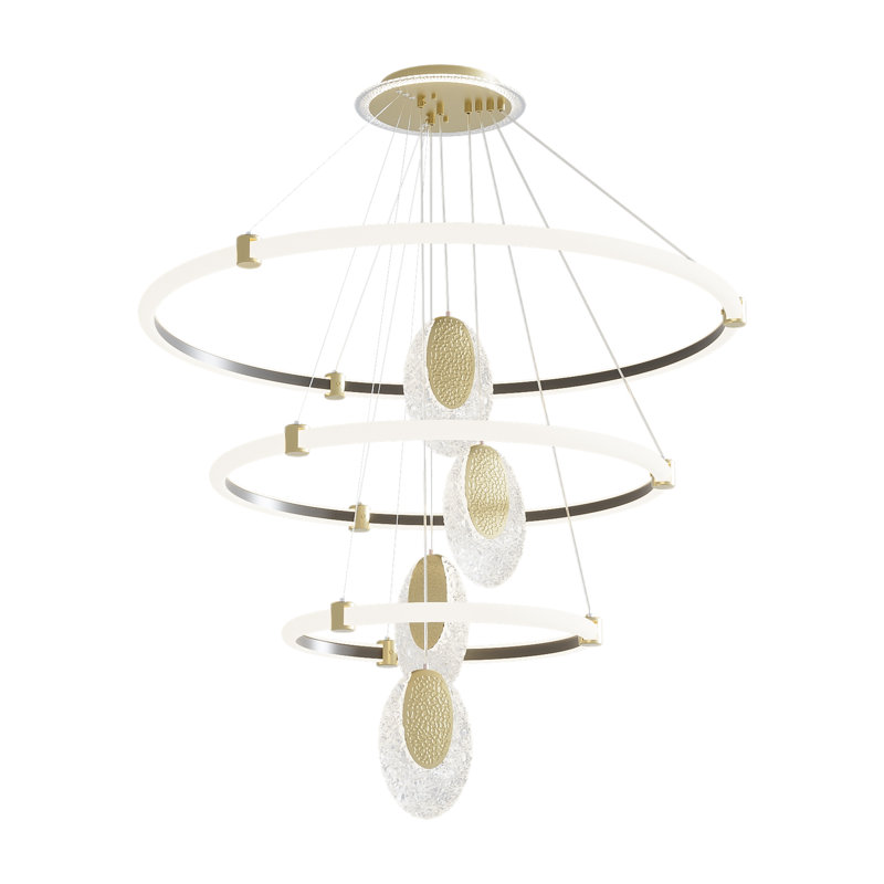 Luminaire géométrique à niveaux et plafonnier à DEL, H 47,24 po x l 31,5 po x P 31,5 po, 2