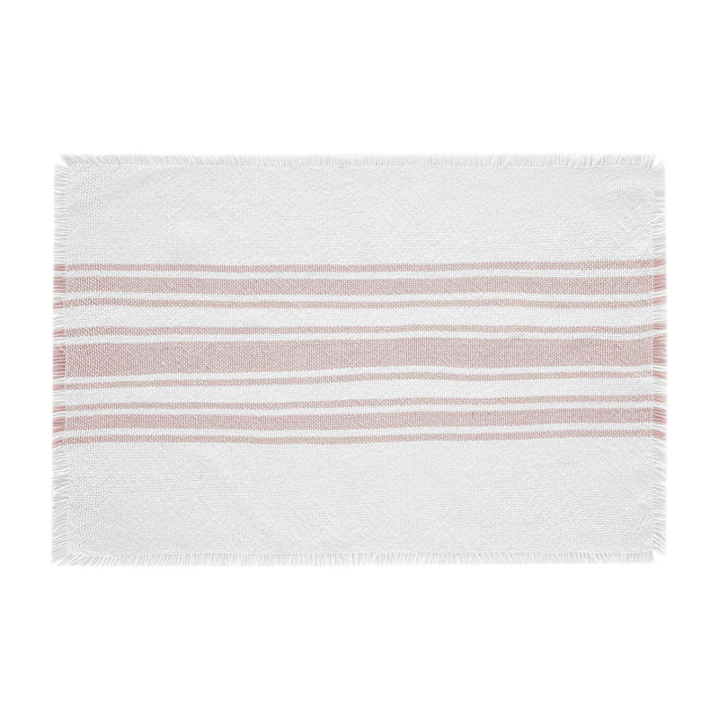 Antique White Stripe Striped Rectangle Placemat, Pink