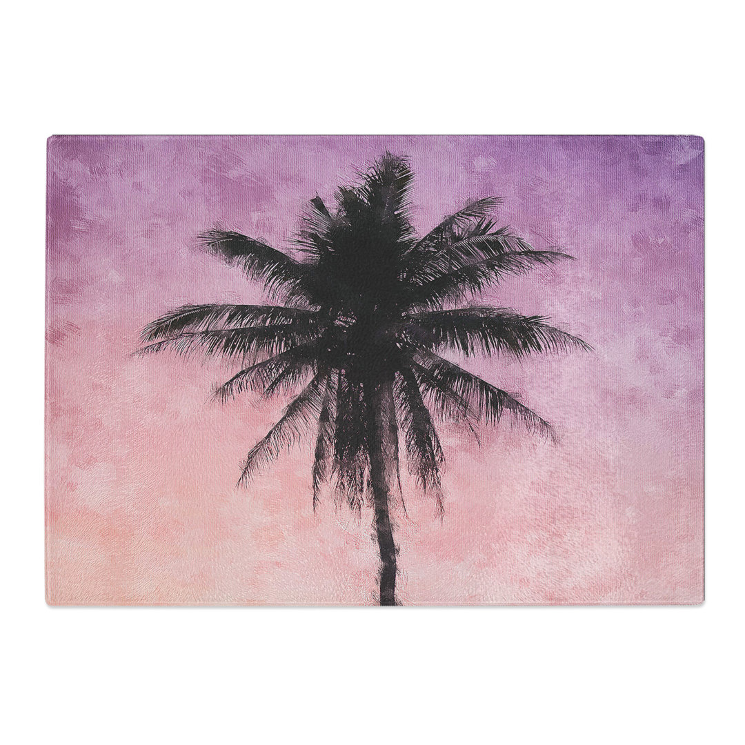 Tempered Glass Summer Palm Tree Chopping Board