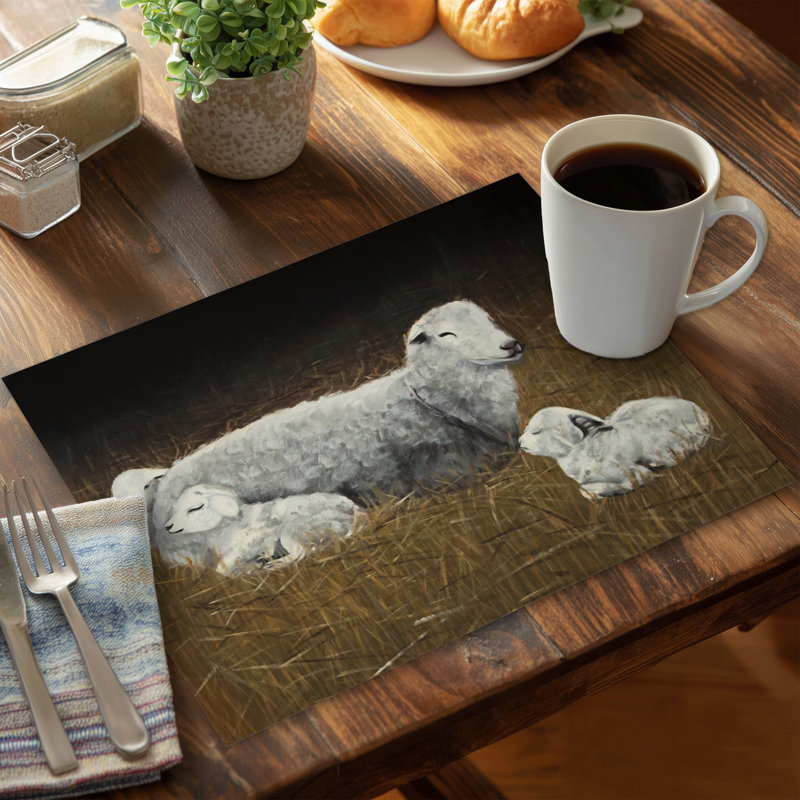 Napperon moutons et agneaux animaux de ferme - Décoration rustique