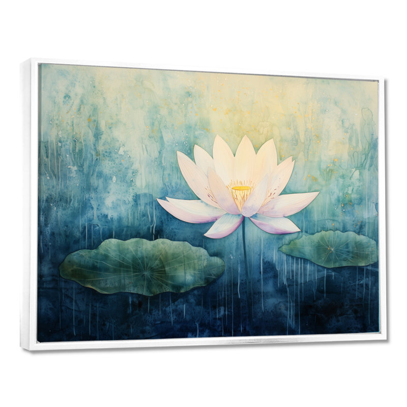 Lis Lily Aura de Lotus I - art mural Lotus, H 16 po x l 32 po, Impression dans un cadre flottant sans passe-parto, Blanc