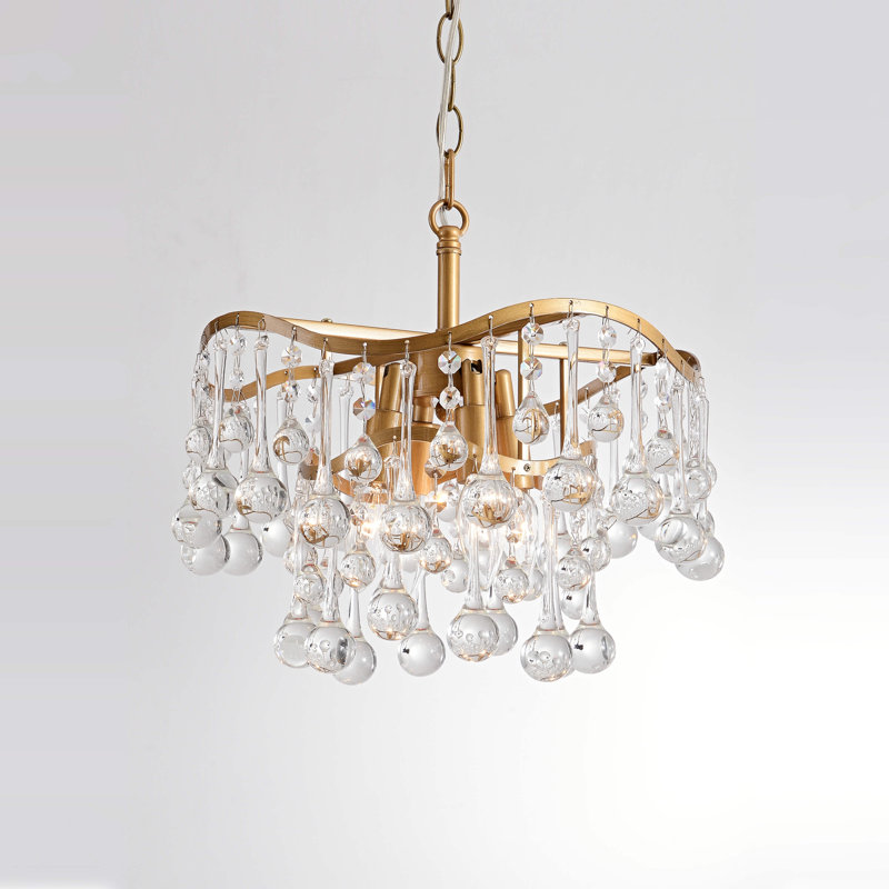 Lustre en cristal en forme de goutte à 4 niveaux en cristal brossé 15 lumières Hilaria