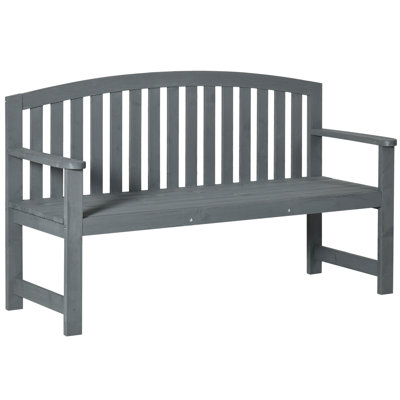Amoz 2 Seater Wooden Garden Bench with Armrest Grey