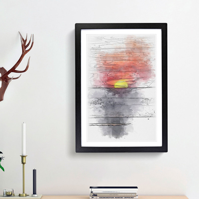 Sunset in Florida - Picture Frame Painting Print, 33cm H x 24cm W x 2cm D, Black Framed